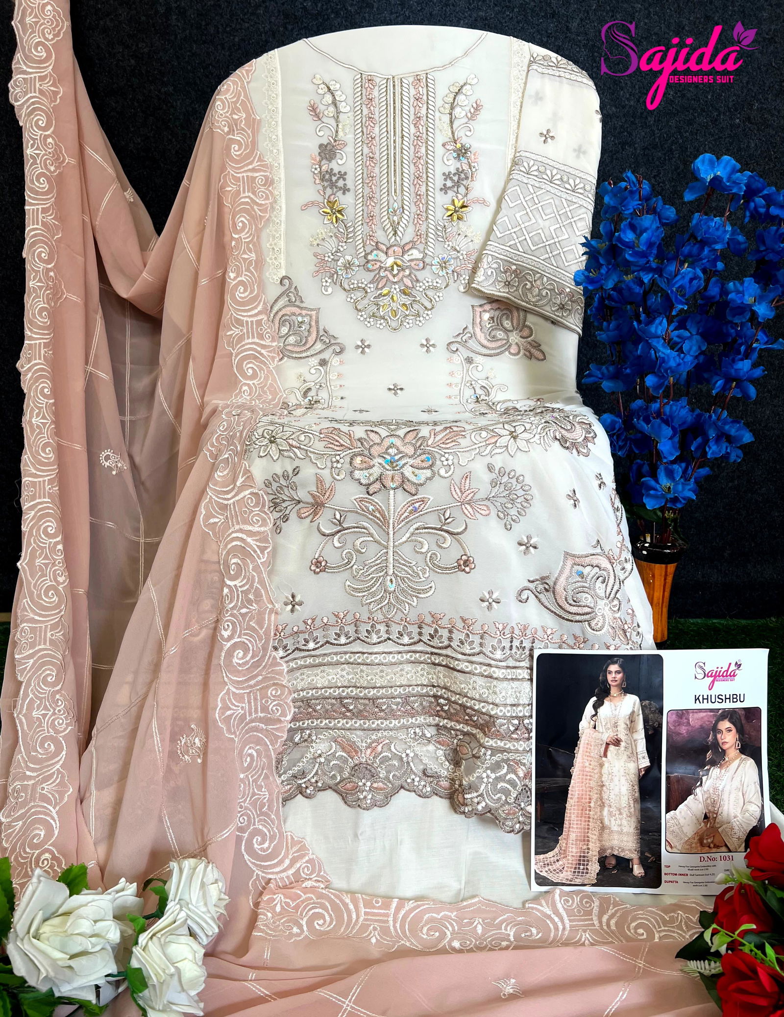 Khushbu By Sajida Georgette With Heavy Embroidered Pakistani Salwar Kameez Wholesalers In Delhi